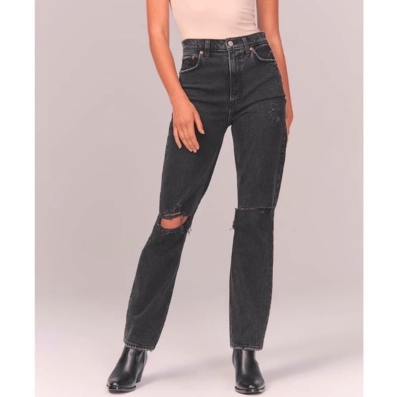 A&F 26/2r Ankle Straight Ultra High Rise Jeans gray Black Abercrombie Fitch 0629 - Picture 1 of 10